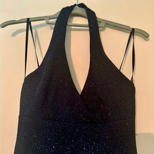 Navy halter dress w sparkle prom/homecoming Stretchy Y2K vintage! Never worn